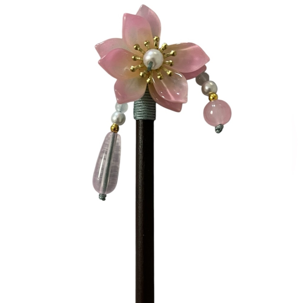 PINK PEARL GLASS ART HAIR PIN CHOPSTICK HAIR ACCESSORY